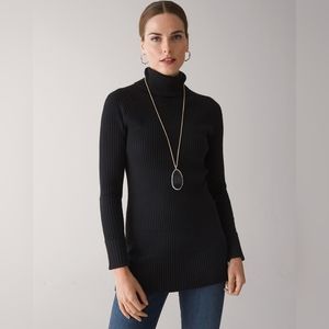 White House Black Market Ribbed Black Turtleneck Sweater